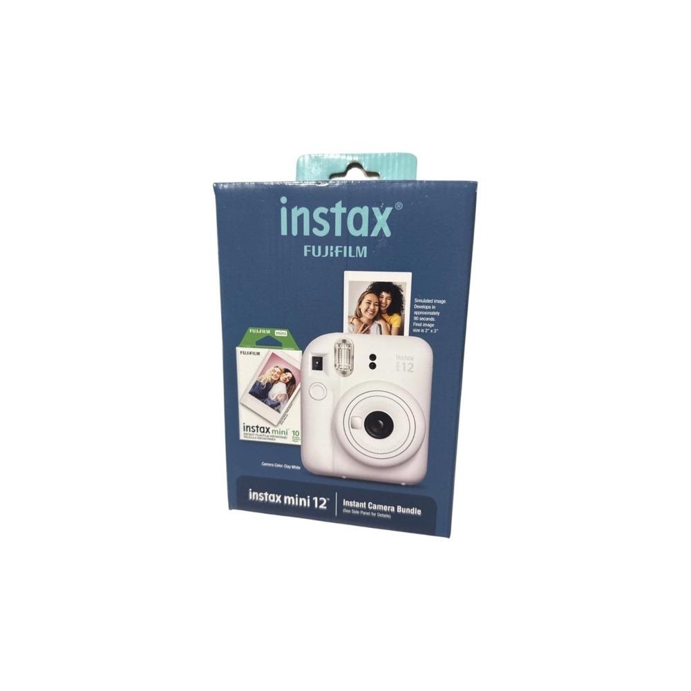 Fujifilm Instax Mini 12 Instant Camera Bundle Clay White with 10 Sheets Film New